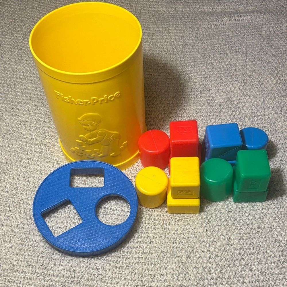 Fisher-Price Vintage Blue and Yellow Shape Sorter Toy - Picture 3 of 7